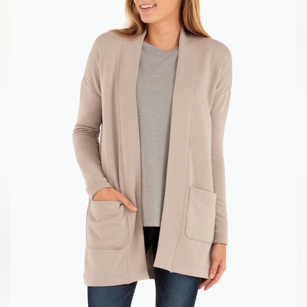 Free Fly Women’s Thermal Fleece Cardigan Small in Dune Mauve
